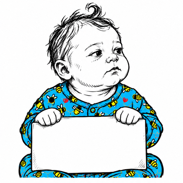 baby holding a completely blank sign