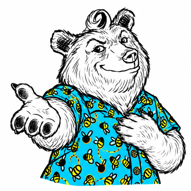 Swindy extending a paw with an extravagant sales pitch