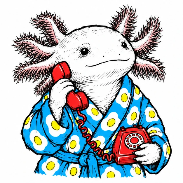 axolotl illustration on mugs: Please Hold Forever